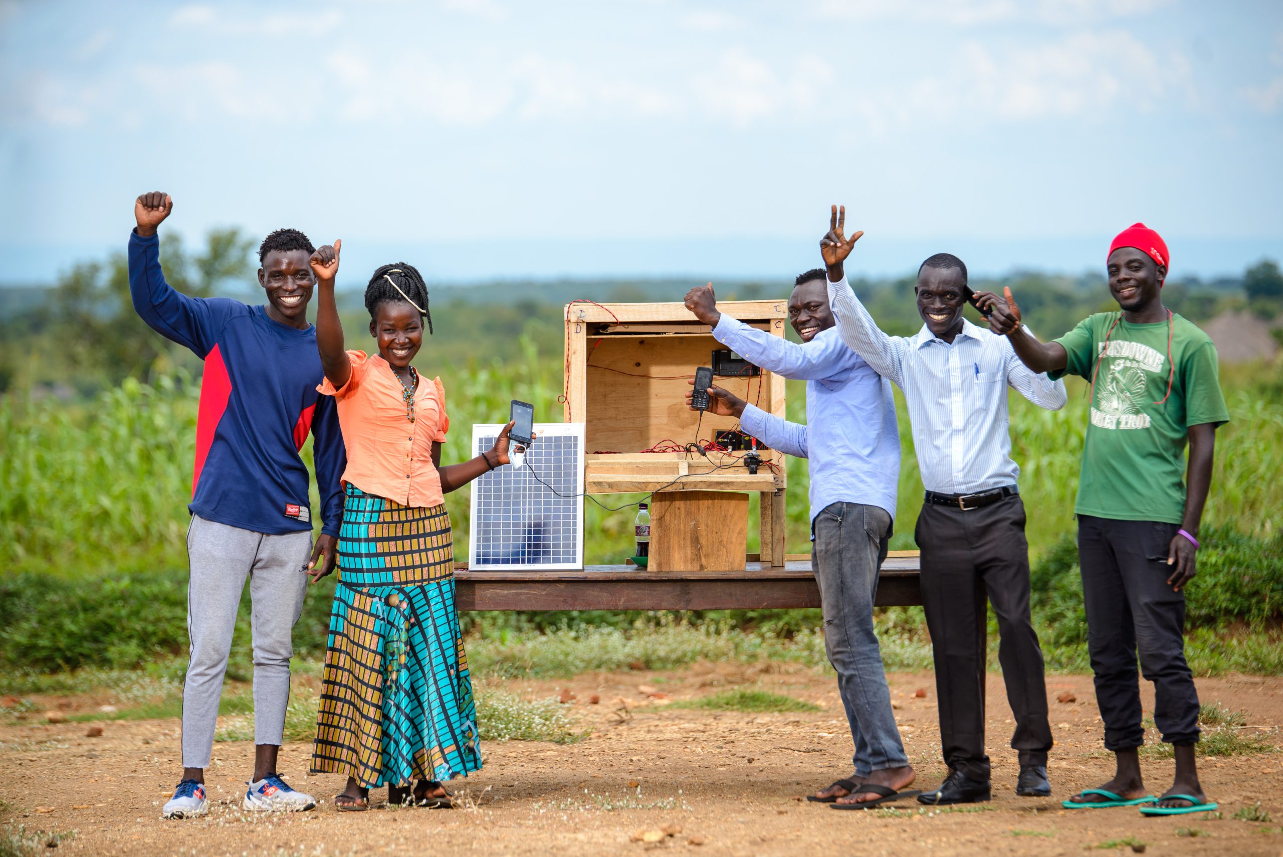 Students use their fabricated solar charging system